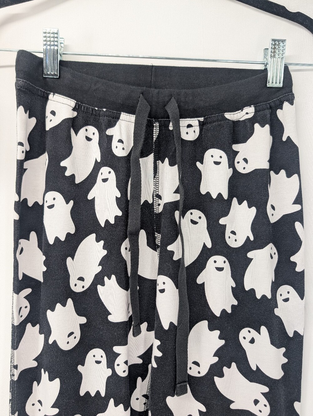 Hanna Anderson Spooky Smiles Ghost Pajamas 2 Piece Cotton XS Black And White - Picture 5 of 6